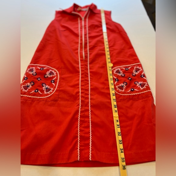 Vintage KENROSE Ken Robes Size 12 Embroidered Red Lounge Day Dress Robe Zip Up - Picture 13 of 16